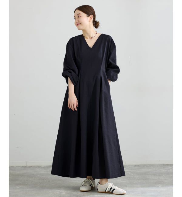 IENA「サッカーVネックフレアワンピース」|ワンピース|