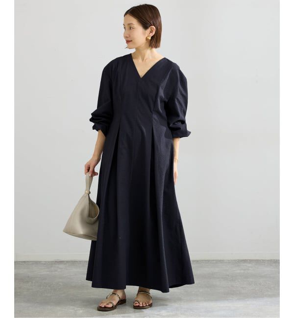 IENA「サッカーVネックフレアワンピース」|ワンピース|