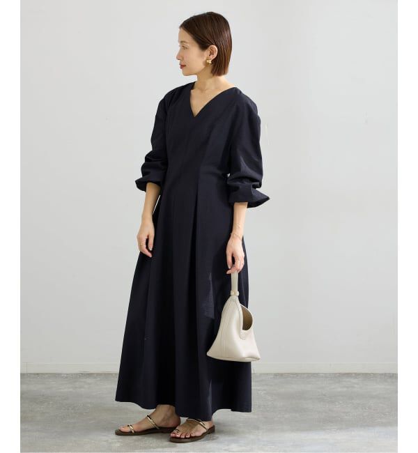 IENA「サッカーVネックフレアワンピース」|ワンピース|