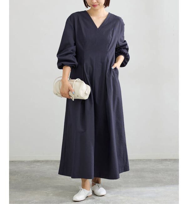 IENA「サッカーVネックフレアワンピース」|ワンピース|