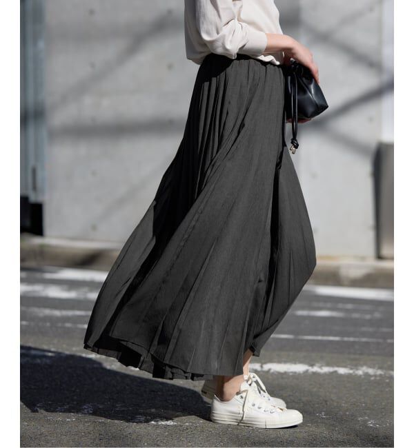 SLOBE IENA「《WEB限定/追加予約》PEボイルプリーツスカート」|スカート|グレー