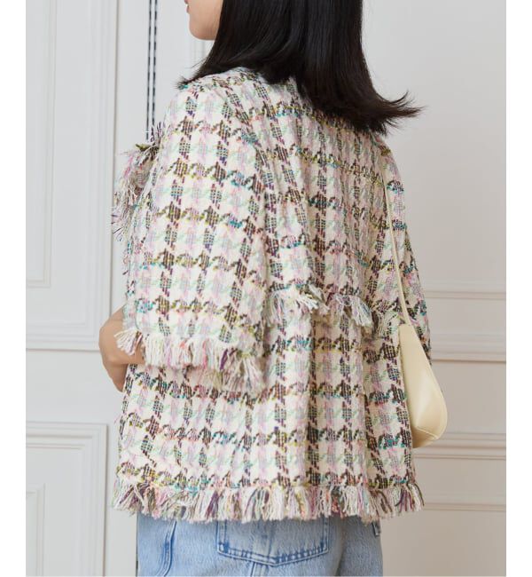 IENA LA BOUCLE「IENA LA BOUCLE LINTONカラーツィードボレロジャケット」|ノーカラージャケット|