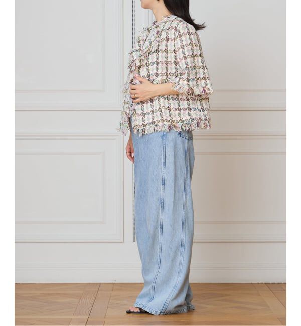 IENA LA BOUCLE「IENA LA BOUCLE LINTONカラーツィードボレロジャケット」|ノーカラージャケット|