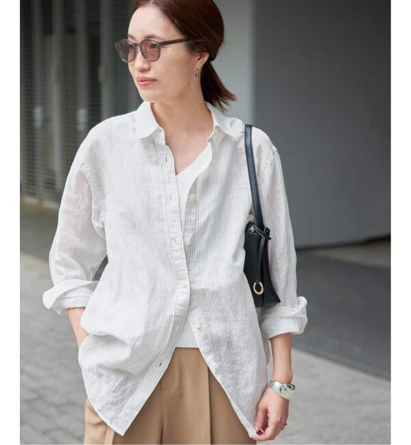 SLOBE IENA「《追加2》リネンコットンレギュラーシャツ」|シャツ・ブラウス|ホワイト A