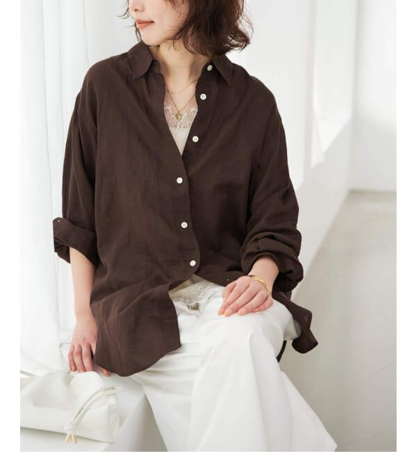 SLOBE IENA「《追加2》リネンコットンレギュラーシャツ」|シャツ・ブラウス|