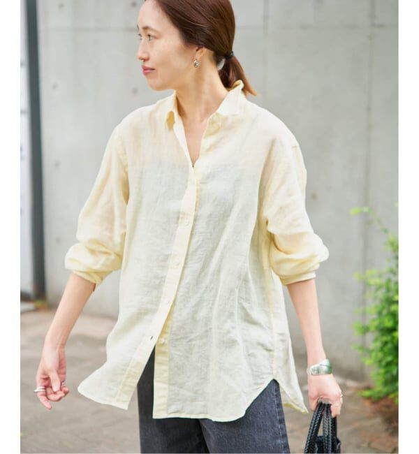 SLOBE IENA「《追加2》リネンコットンレギュラーシャツ」|シャツ・ブラウス|イエロー