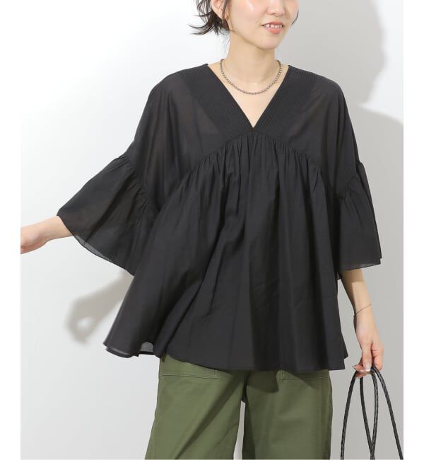 JOURNAL STANDARD relume「《予約》コットンギャザーフレアブラウス」|シャツ・ブラウス|ブラック