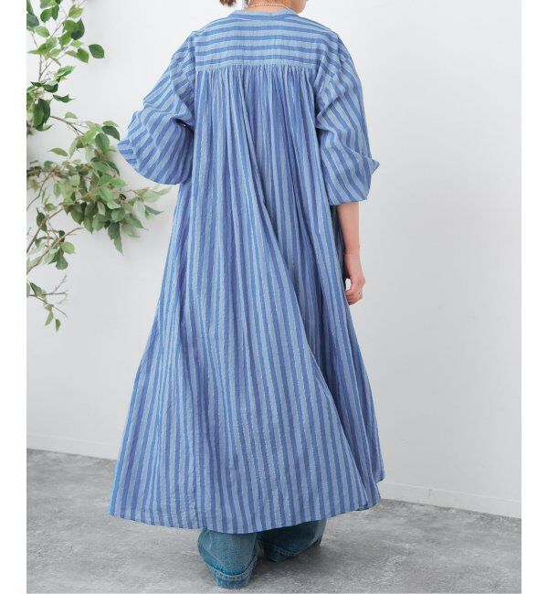 Spick and Span「HYU ストライプギャザーシャツワンピース」|ワンピース|