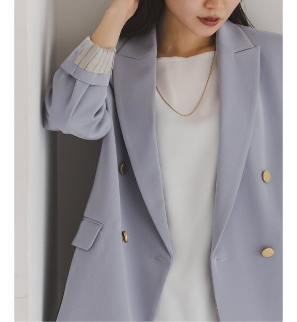 NOBLE「《追加・セットアップ対応》フローツイルピークドラペルジャケット」|テーラードジャケット|ブルー A