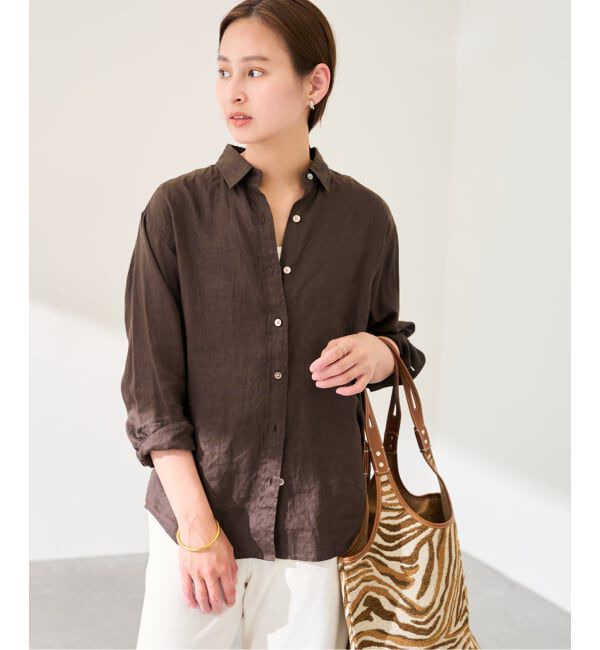 FRAMeWORK「≪新色 / 追加≫フレンチリネンレギュラーシャツ」|シャツ・ブラウス|ブラウン