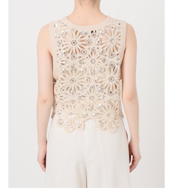 NOBLE「《予約》SUNCOO/サンクー スパンコールレースタンクトップ」|Tシャツ・カットソー|