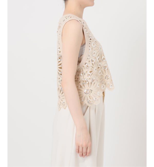 NOBLE「《予約》SUNCOO/サンクー スパンコールレースタンクトップ」|Tシャツ・カットソー|