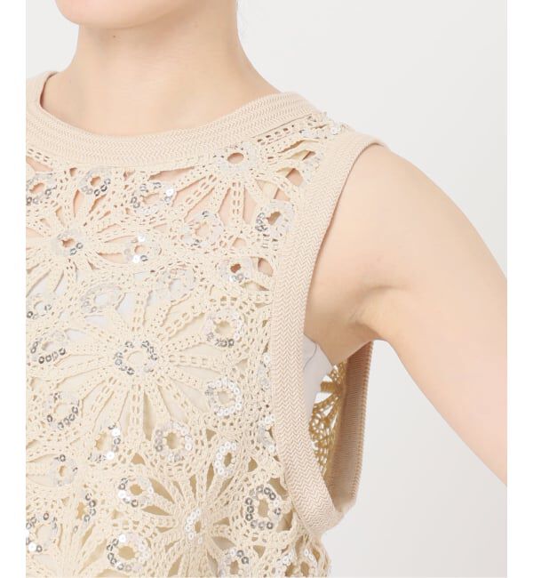 NOBLE「《予約》SUNCOO/サンクー スパンコールレースタンクトップ」|Tシャツ・カットソー|