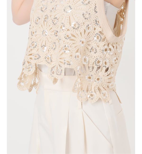 NOBLE「《予約》SUNCOO/サンクー スパンコールレースタンクトップ」|Tシャツ・カットソー|