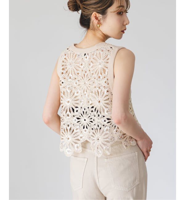 NOBLE「《予約》SUNCOO/サンクー スパンコールレースタンクトップ」|Tシャツ・カットソー|
