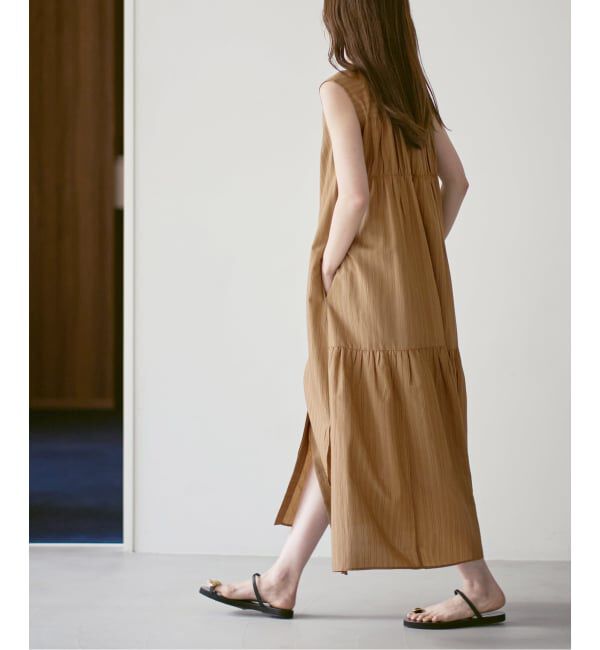 NOBLE「《予約》normment/ノーメント STRIPE STITCH N/S DRESS」|ワンピース|ベージュ