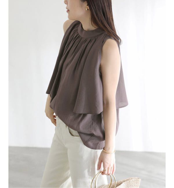  「《追加予約》2WAYショルダースリットブラウス」|シャツ・ブラウス|ブラウン D