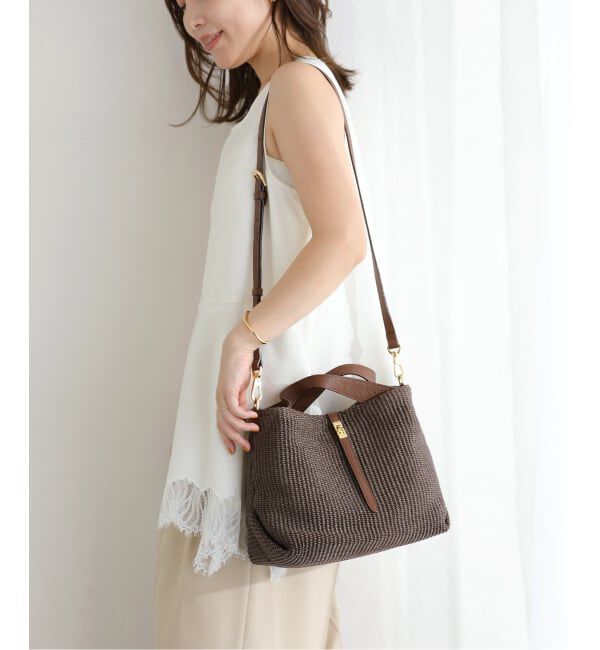  「《予約》VIOLAd&rsquo;ORO/ ヴィオラドーロ　ラフィアシートレザーハンドルバッグ」|ショルダー・メッセンジャー|ブラウン