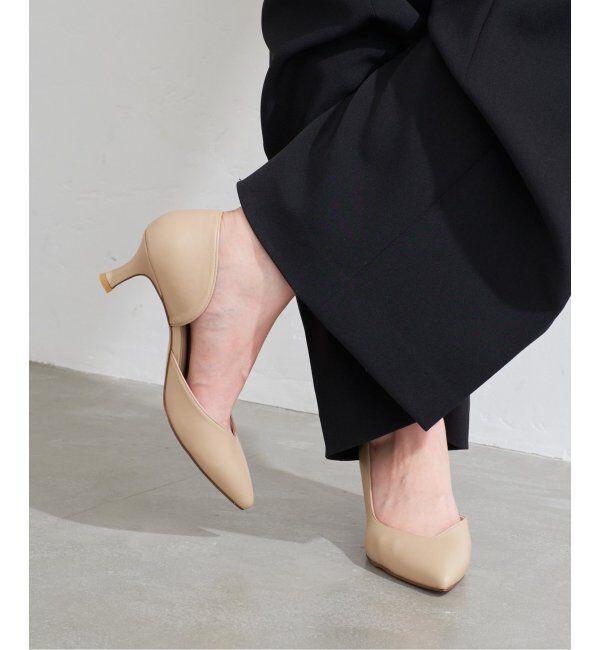  「≪追加≫5.5cmVカットサイドオープン」|パンプス|ベージュ