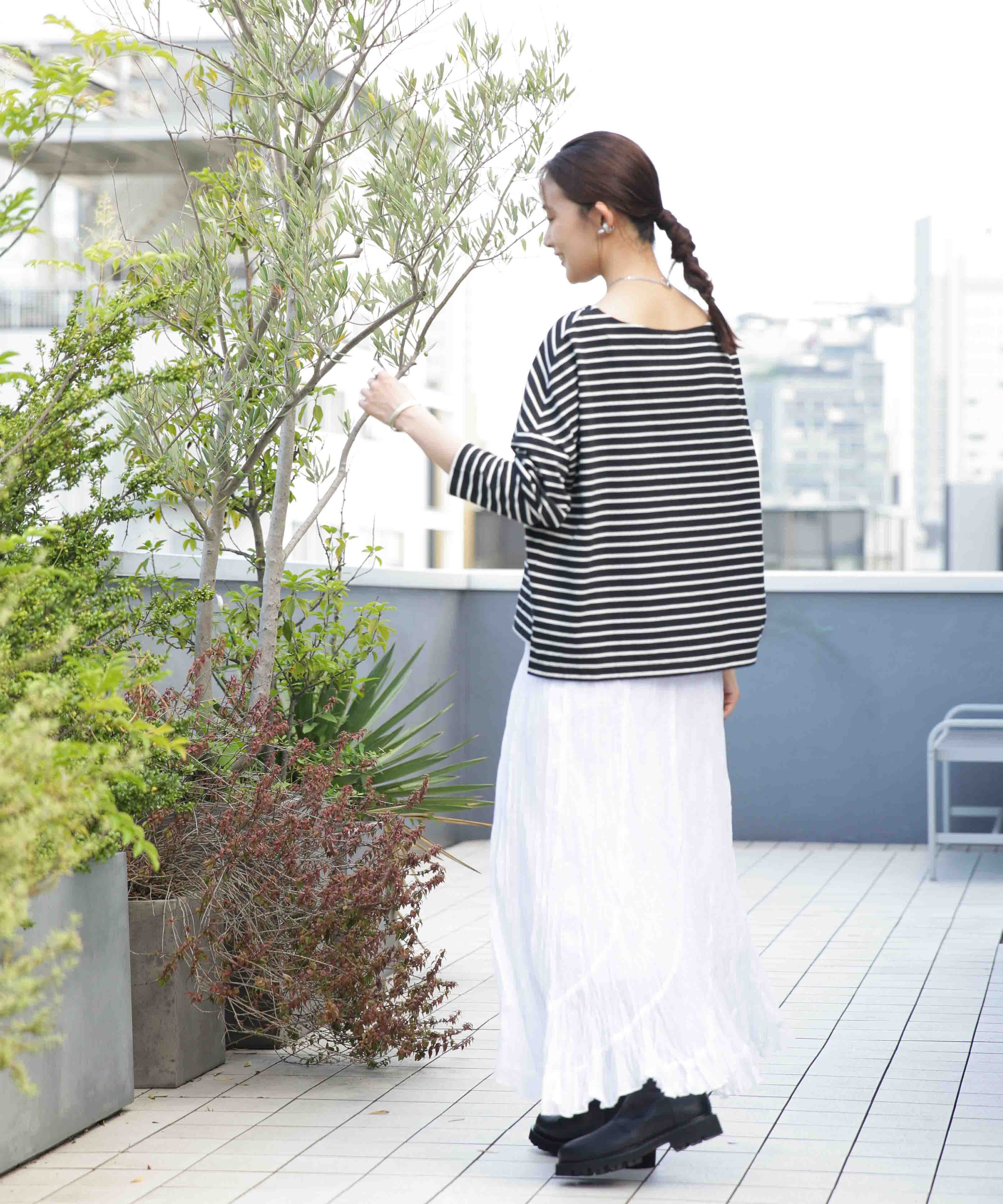 nano･universe「WEB限定/ボーダーワイドドロップトップス」|Tシャツ・カットソー|