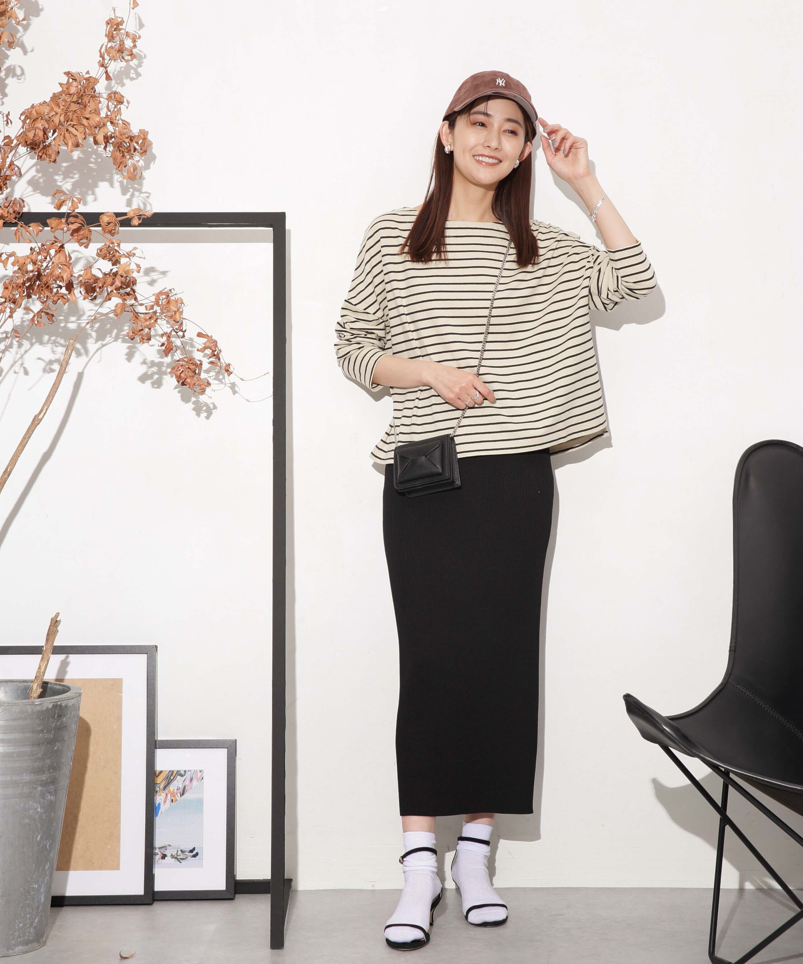 nano･universe「WEB限定/ボーダーワイドドロップトップス」|Tシャツ・カットソー|