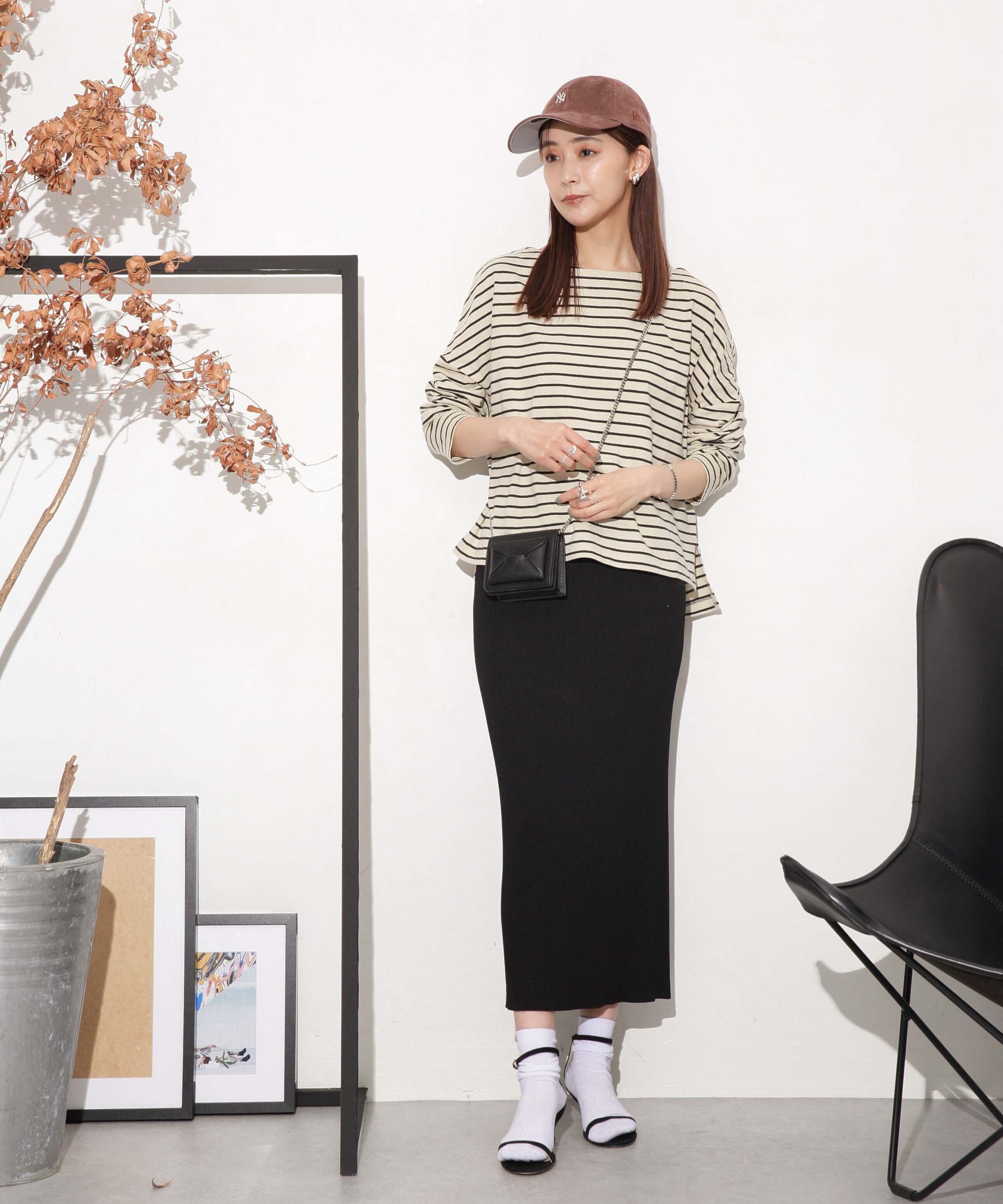 nano･universe「WEB限定/ボーダーワイドドロップトップス」|Tシャツ・カットソー|