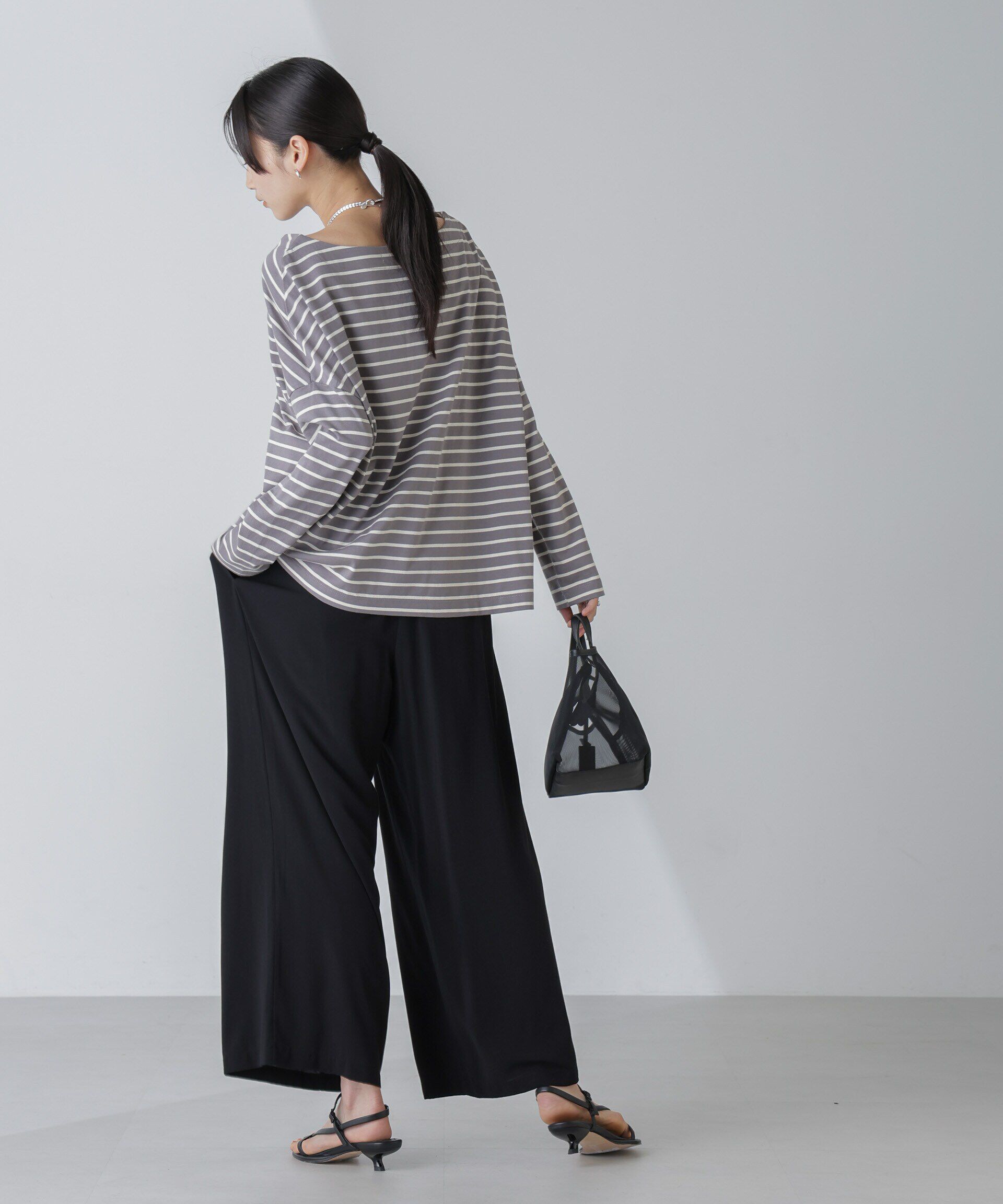 nano･universe「WEB限定/ボーダーワイドドロップトップス」|Tシャツ・カットソー|