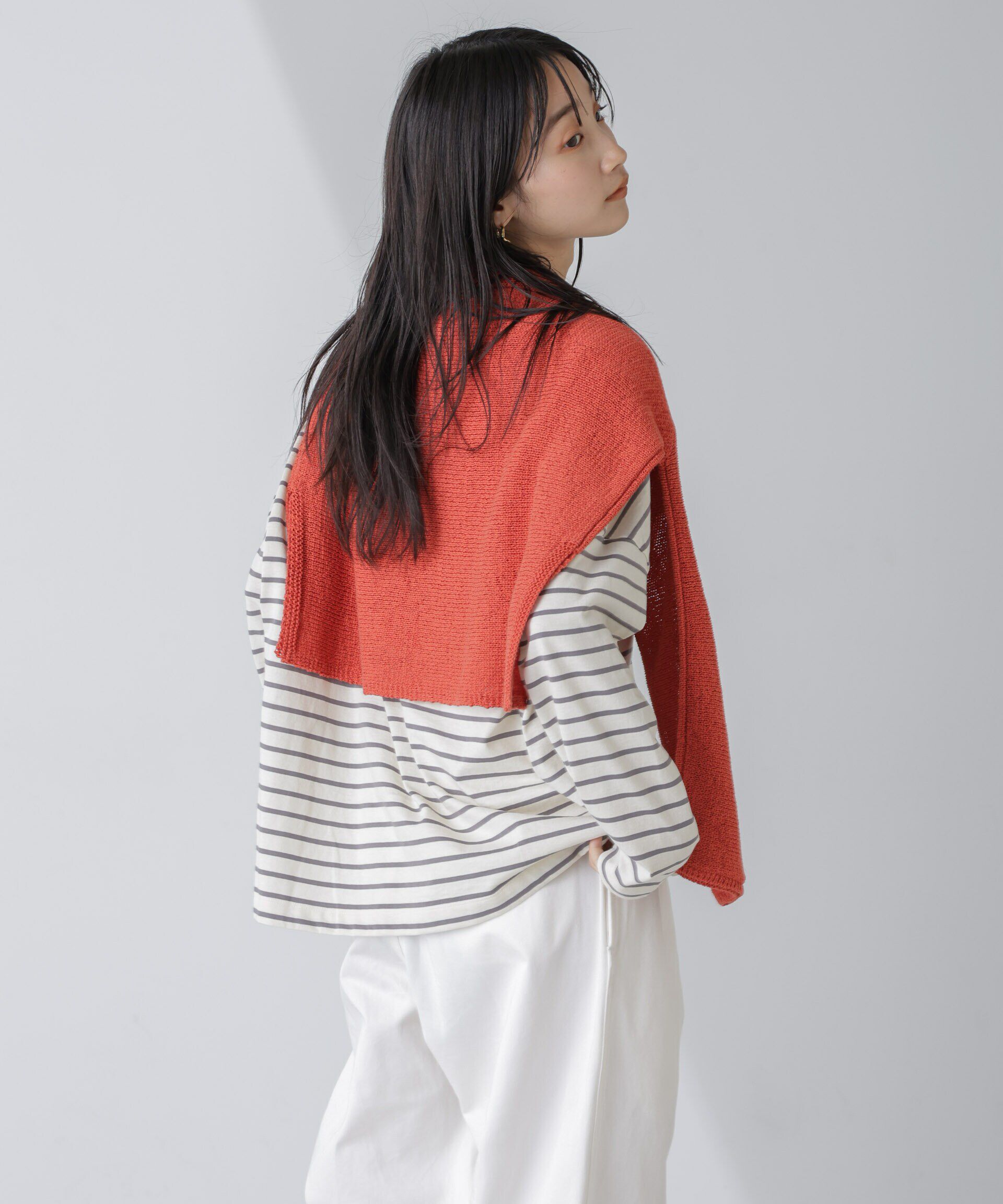 nano･universe「WEB限定/ボーダーワイドドロップトップス」|Tシャツ・カットソー|