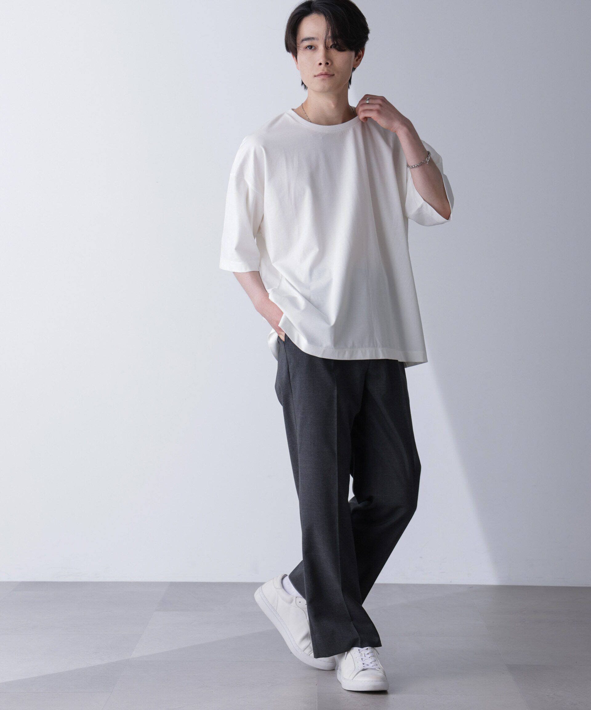 nano･universe「ルーズネックビッグTシャツ 半袖」|Tシャツ・カットソー|