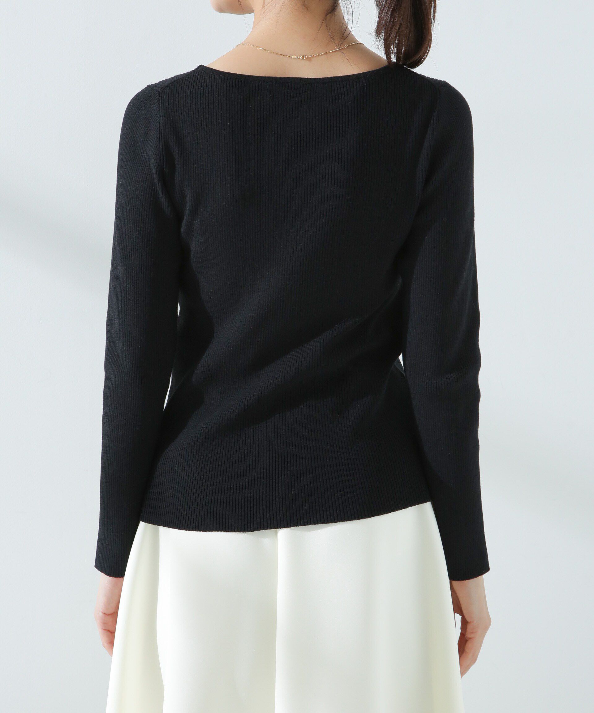 nano･universe「ウォッシャブルハイツイストボートネックリブニット」|ニット・セーター|