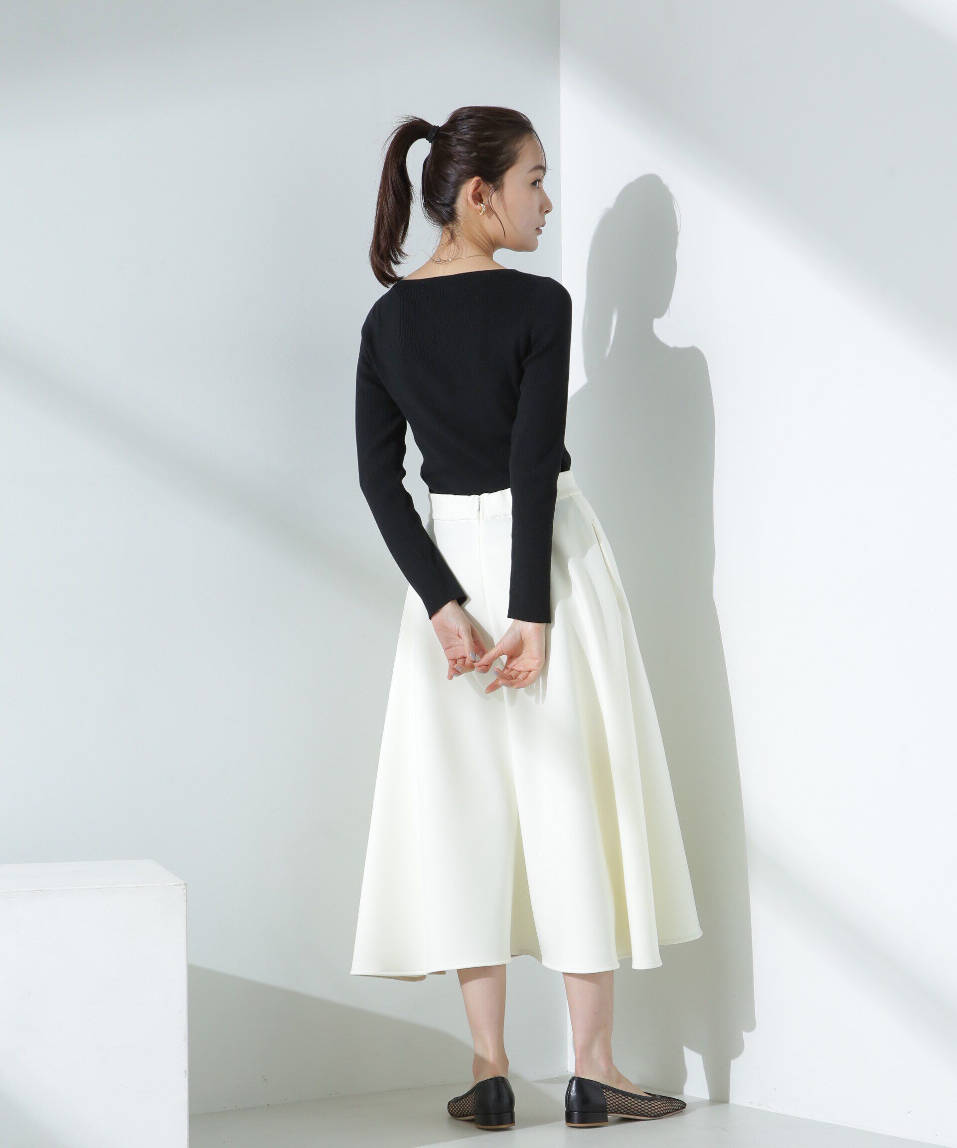 nano･universe「ウォッシャブルハイツイストボートネックリブニット」|ニット・セーター|