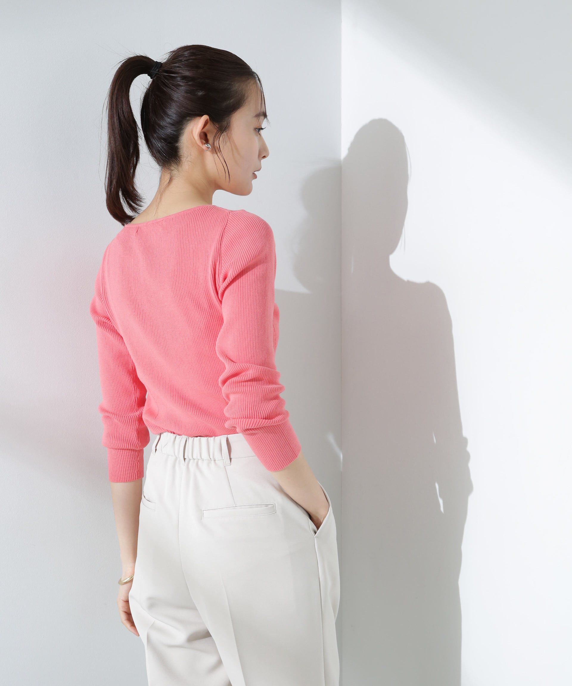 nano･universe「ウォッシャブルハイツイストボートネックリブニット」|ニット・セーター|