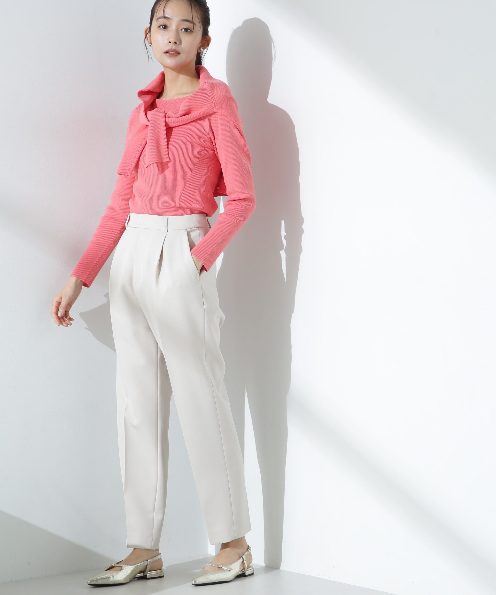 nano･universe「ウォッシャブルハイツイストボートネックリブニット」|ニット・セーター|