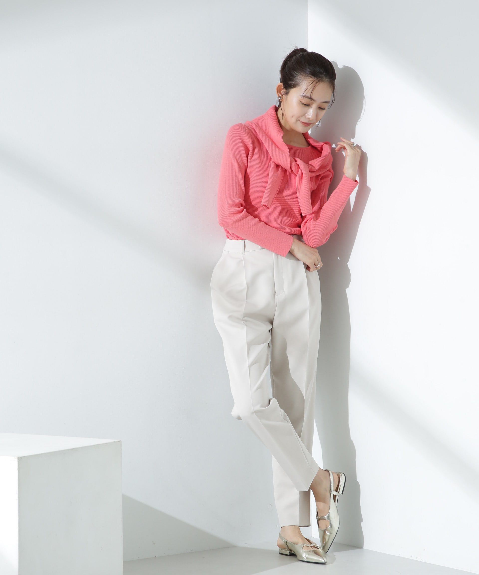 nano･universe「ウォッシャブルハイツイストボートネックリブニット」|ニット・セーター|