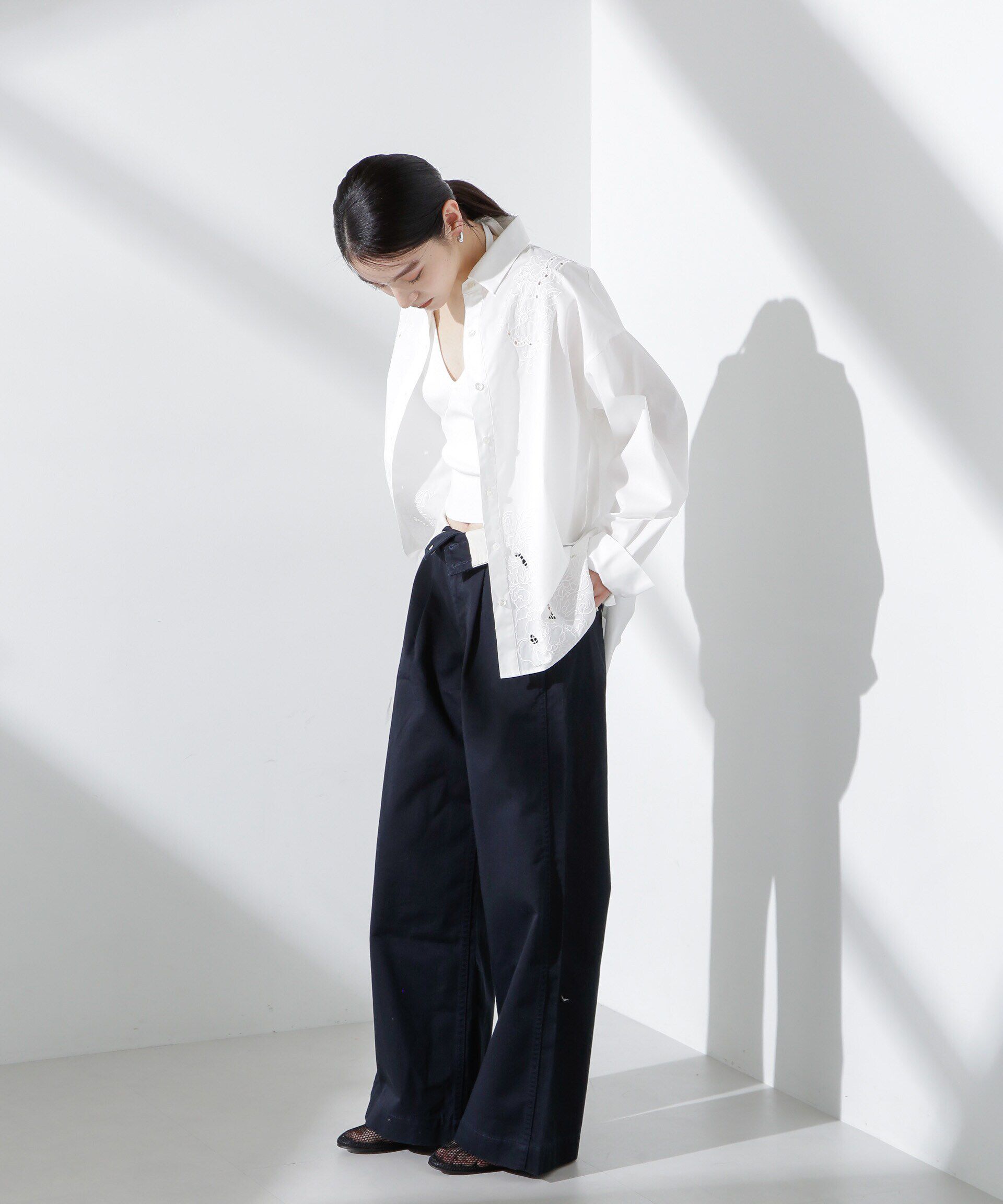 nano･universe「コルセットバギーチノパンツ」|チノ|