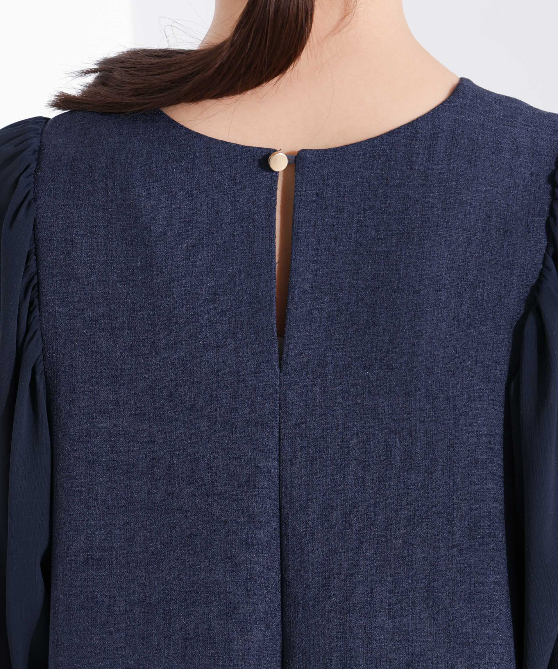 nano･universe「シアーボリュームスリーブコンビワンピース」|ワンピース|