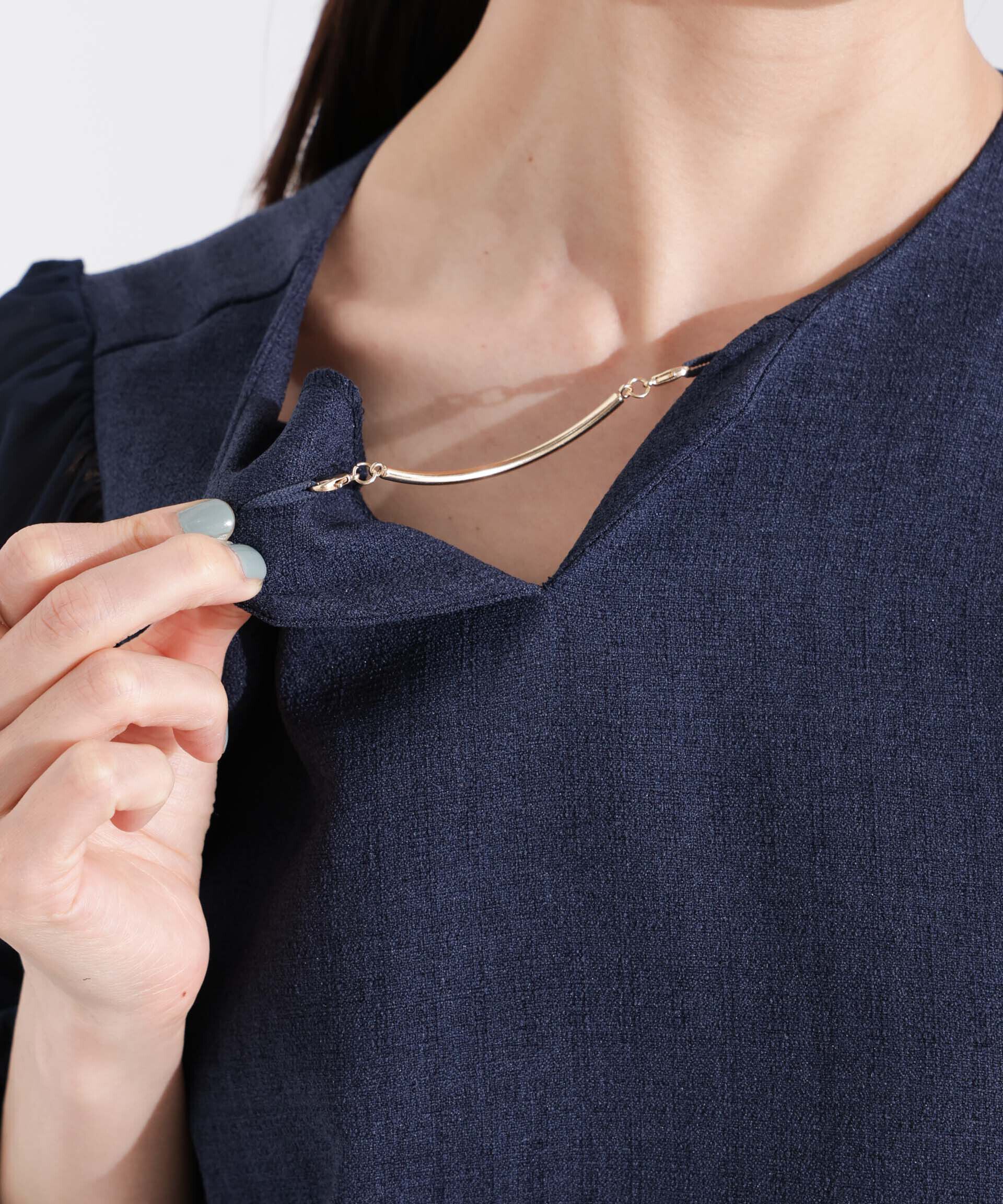 nano･universe「シアーボリュームスリーブコンビワンピース」|ワンピース|