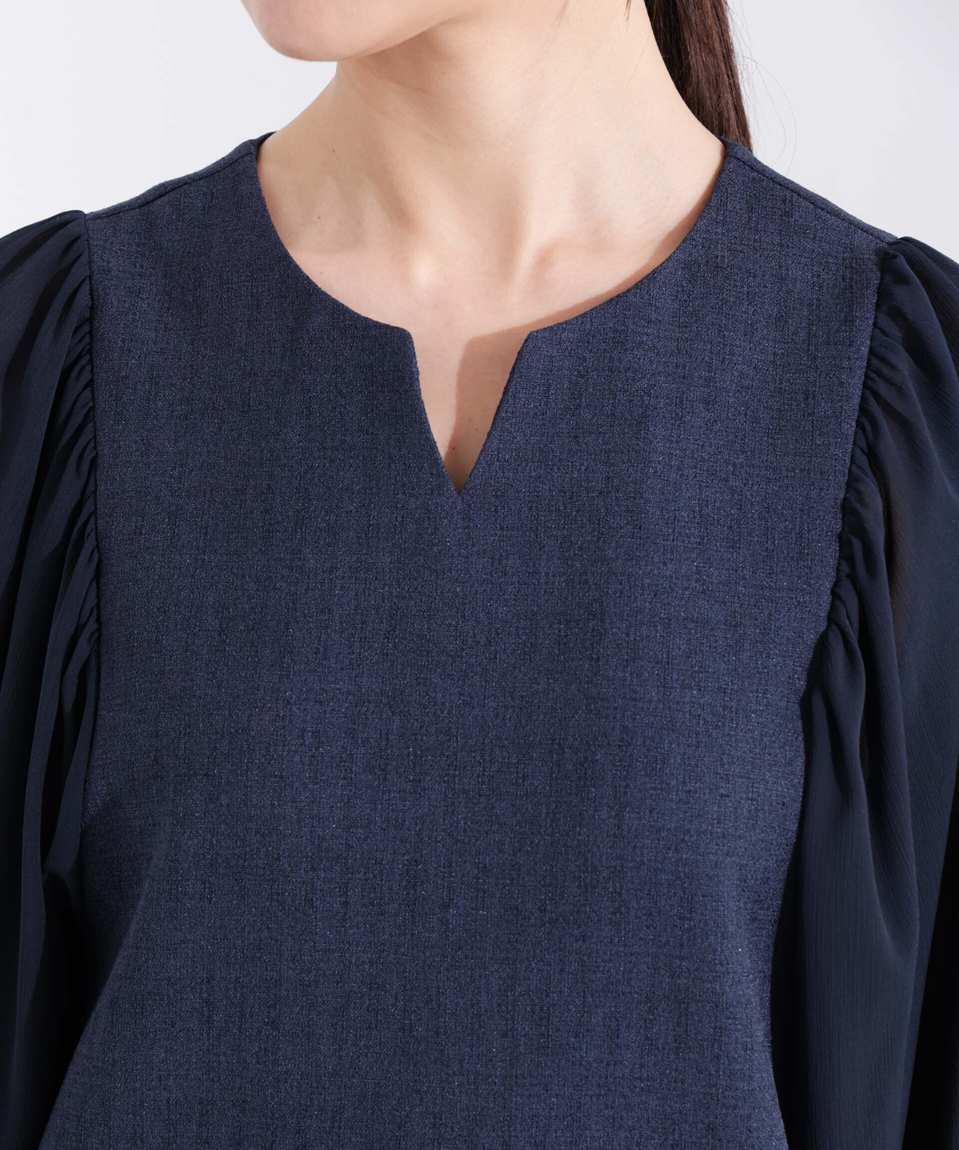 nano･universe「シアーボリュームスリーブコンビワンピース」|ワンピース|