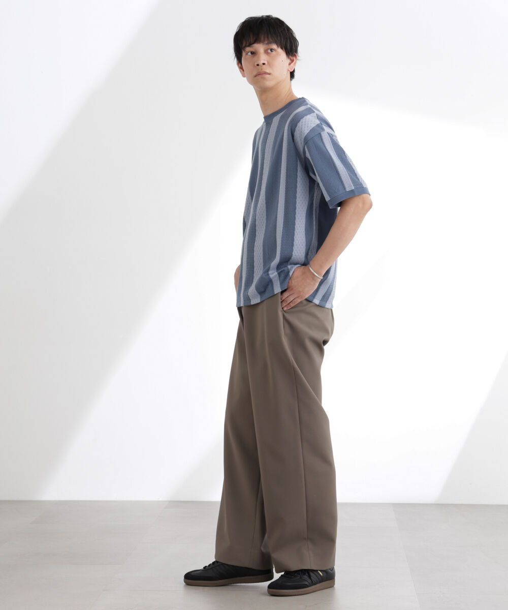 nano･universe「ストライプジャガードTシャツ 半袖」|Tシャツ・カットソー|