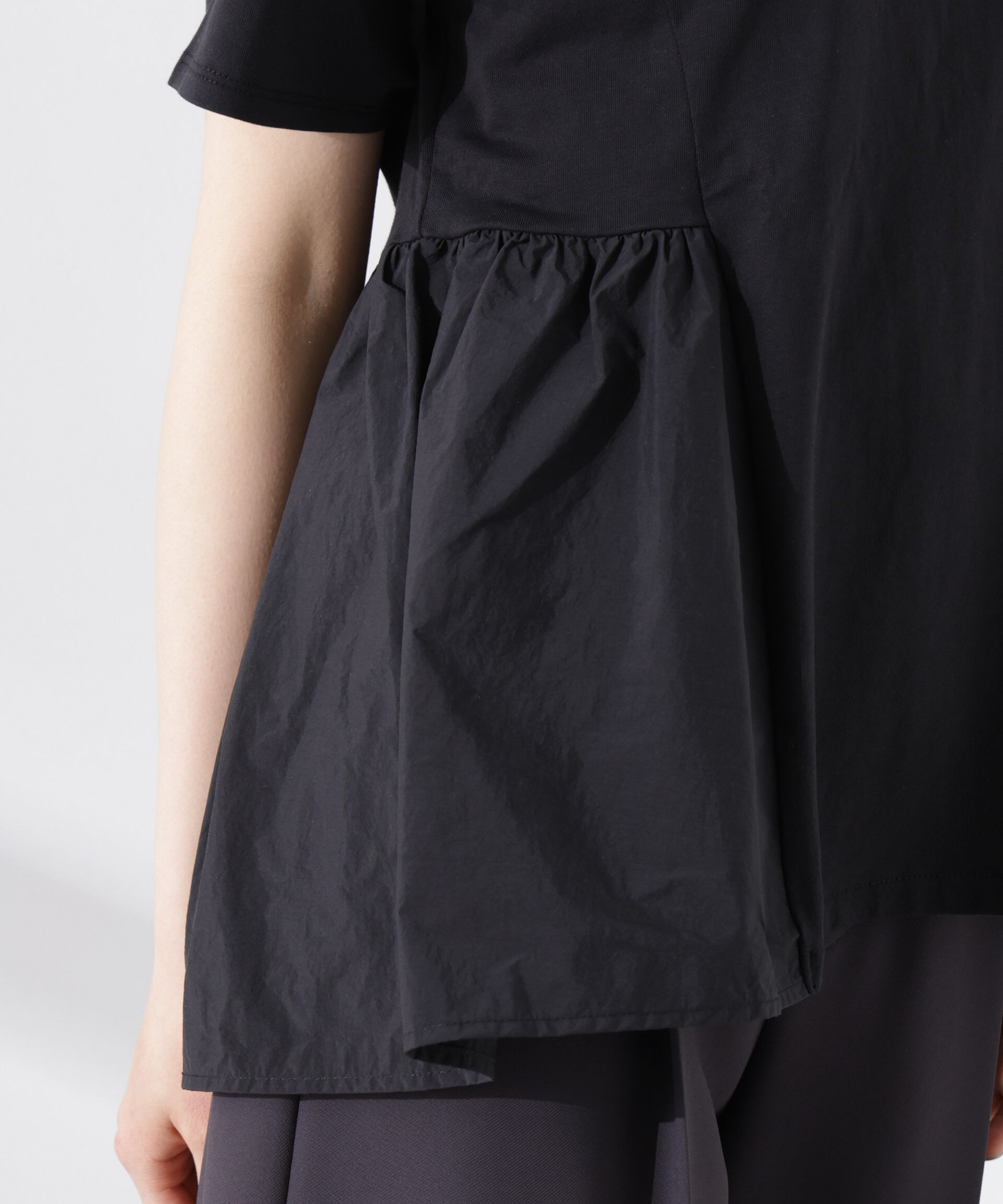 nano･universe「布帛コンビギャザー切替カットトップス」|Tシャツ・カットソー|