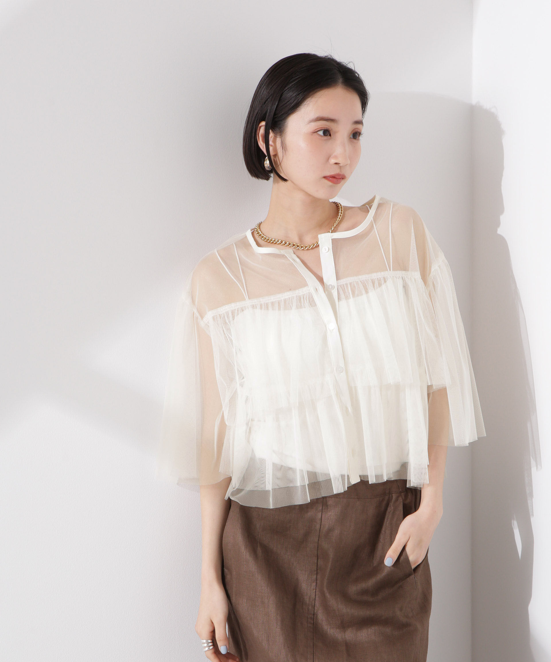 nano･universe「チュールティアードブラウス」|シャツ・ブラウス|