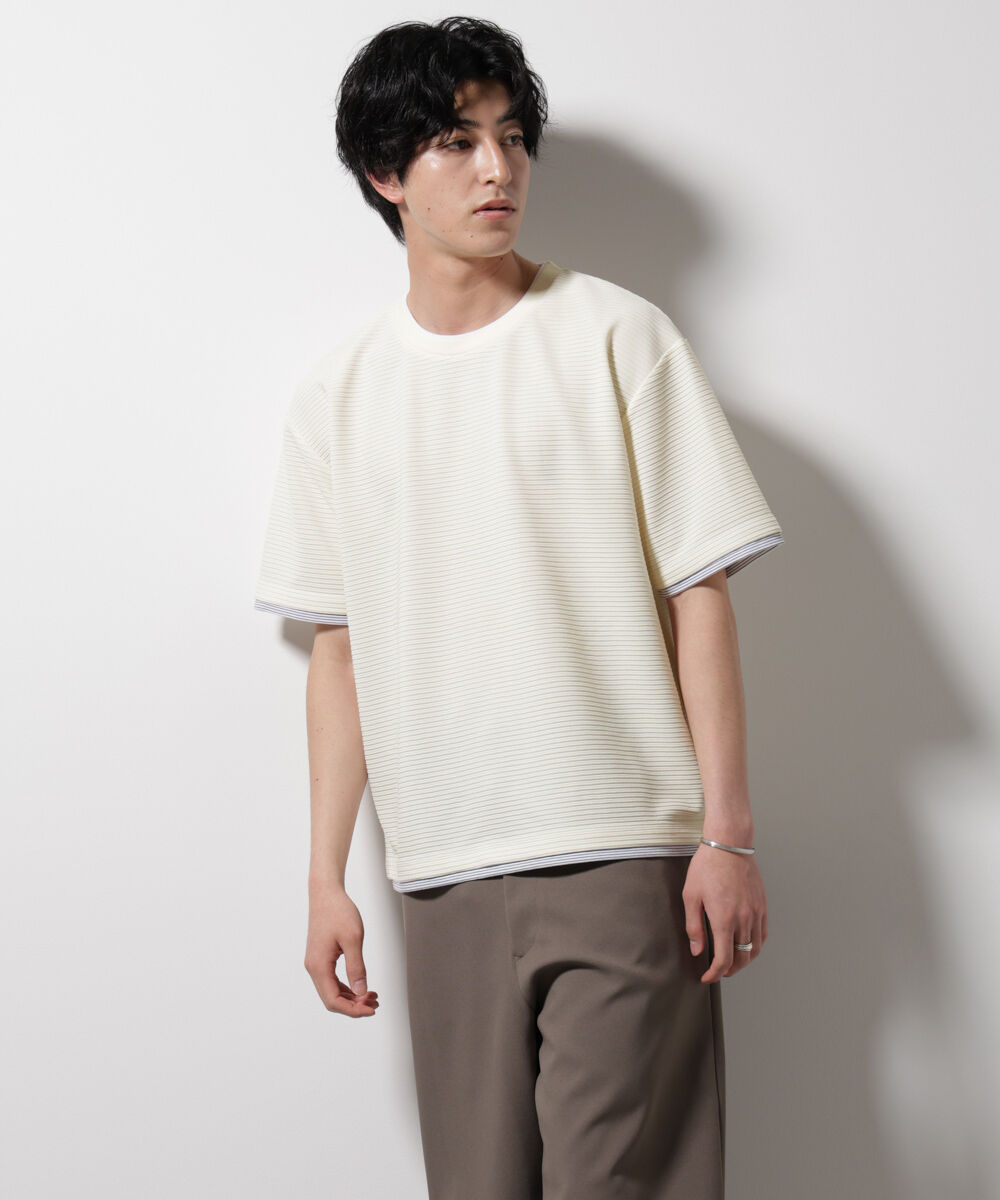 nano･universe「ガーターフェイクレイヤードTシャツ 半袖」|Tシャツ・カットソー|