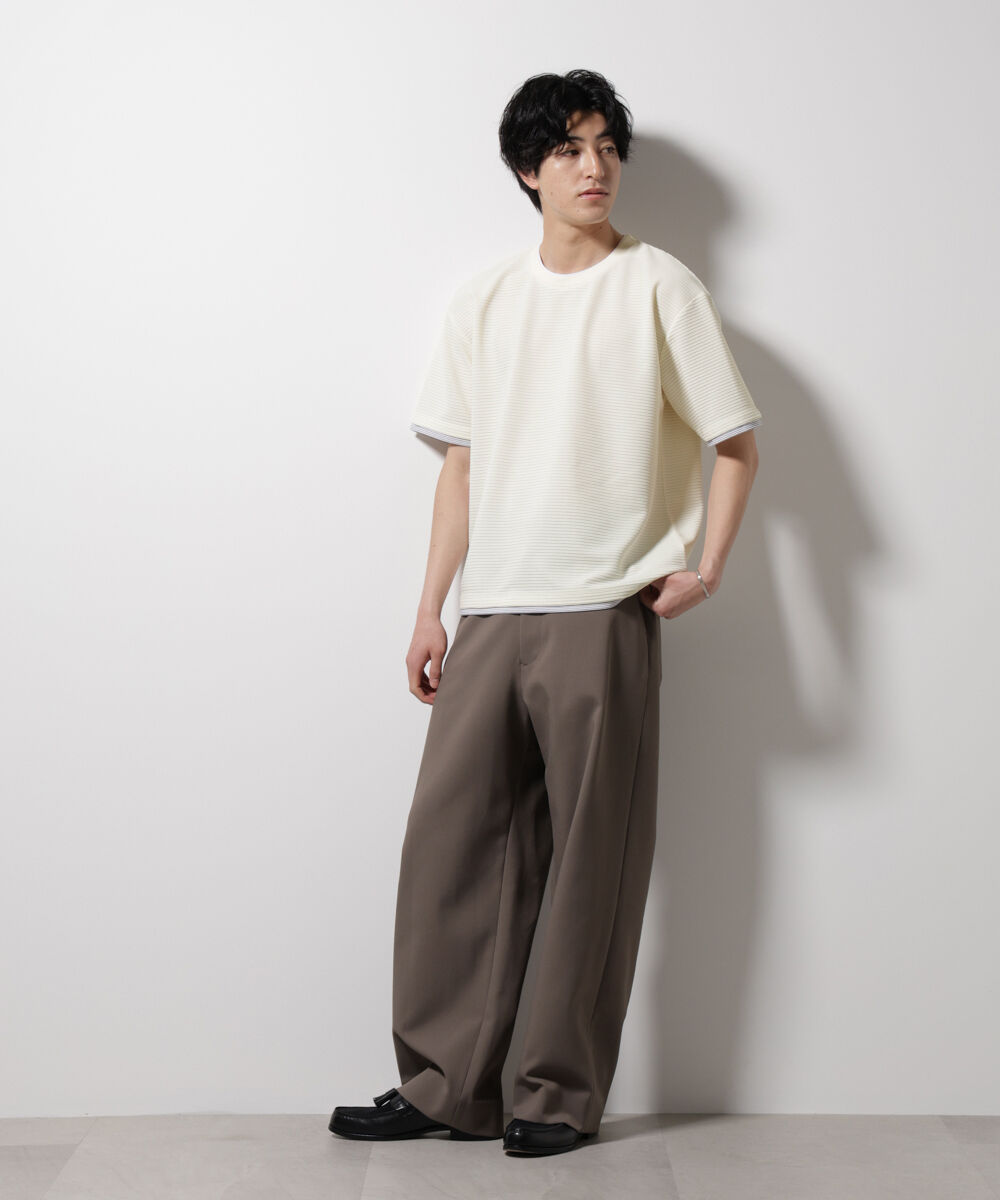 nano･universe「ガーターフェイクレイヤードTシャツ 半袖」|Tシャツ・カットソー|