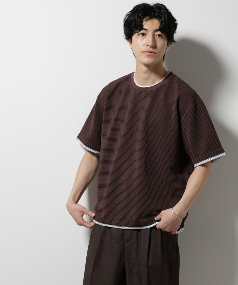 nano･universe「ガーターフェイクレイヤードTシャツ 半袖」|Tシャツ・カットソー|