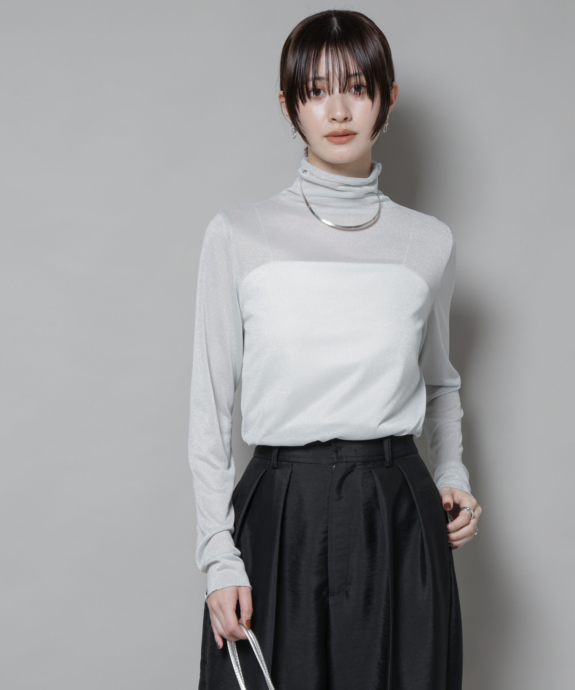 nano･universe「ラメシアータートルカットトップス」|Tシャツ・カットソー|