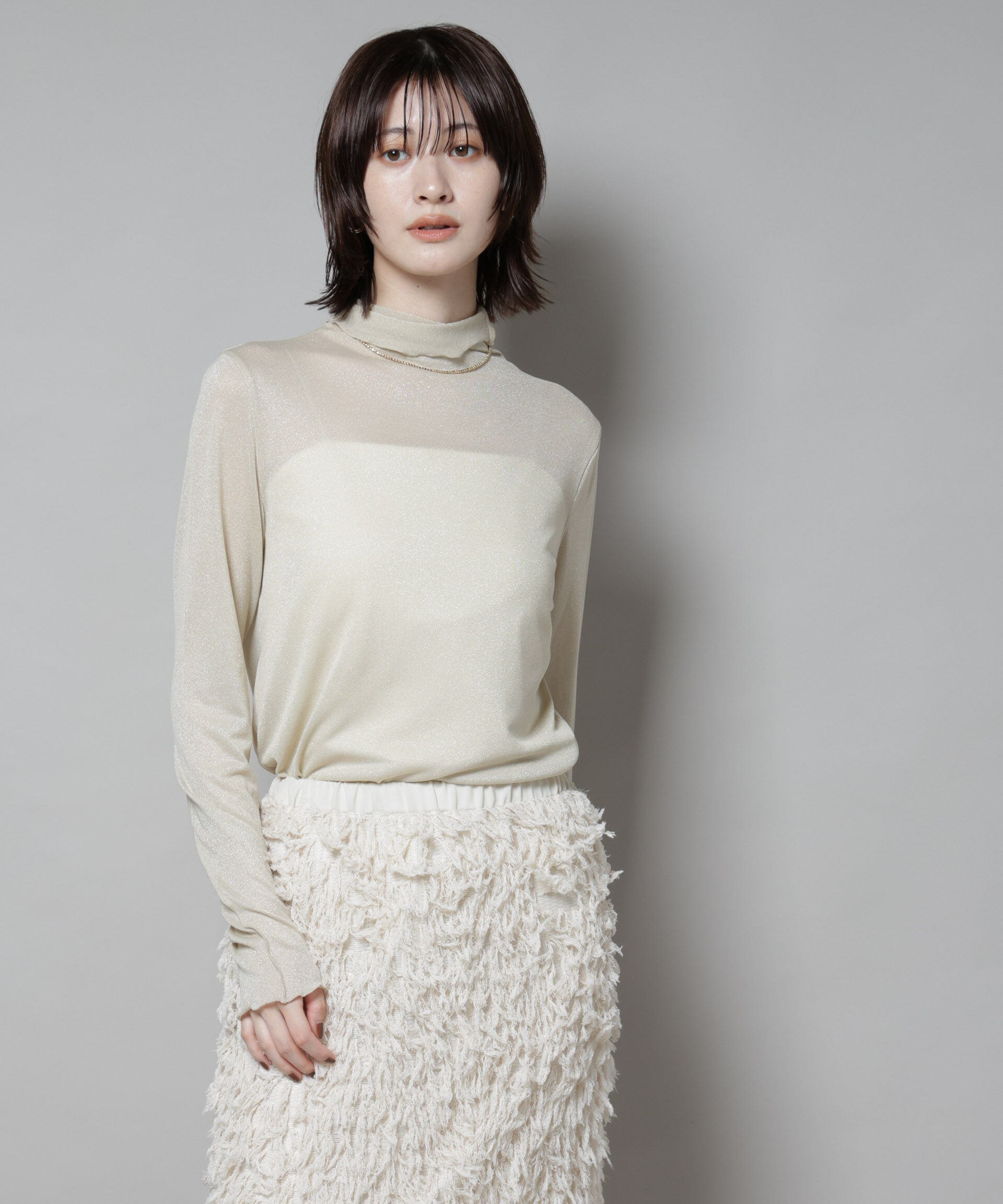 nano･universe「ラメシアータートルカットトップス」|Tシャツ・カットソー|