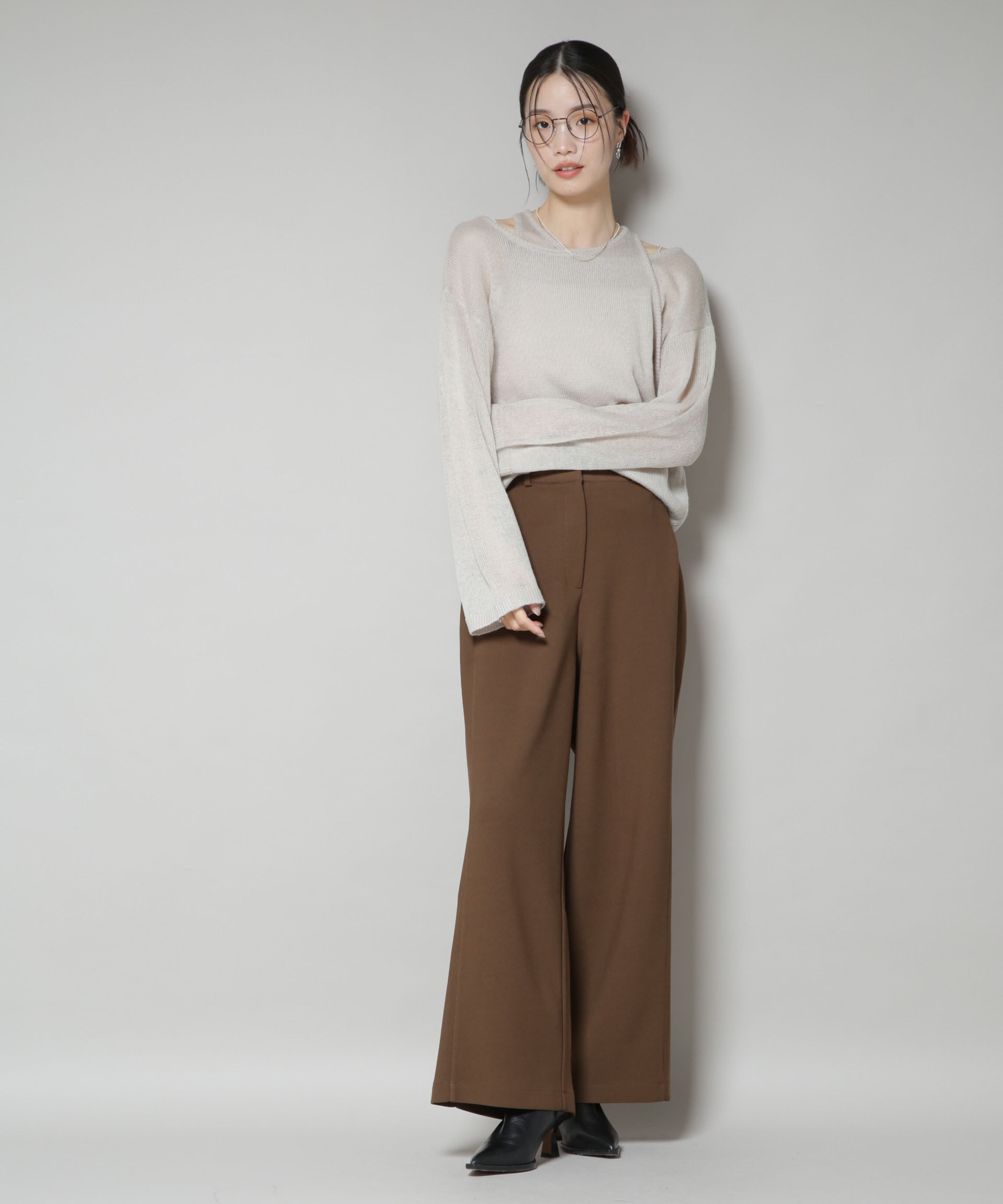 nano･universe「アメスリレイヤードデザインニット」|ニット・セーター|