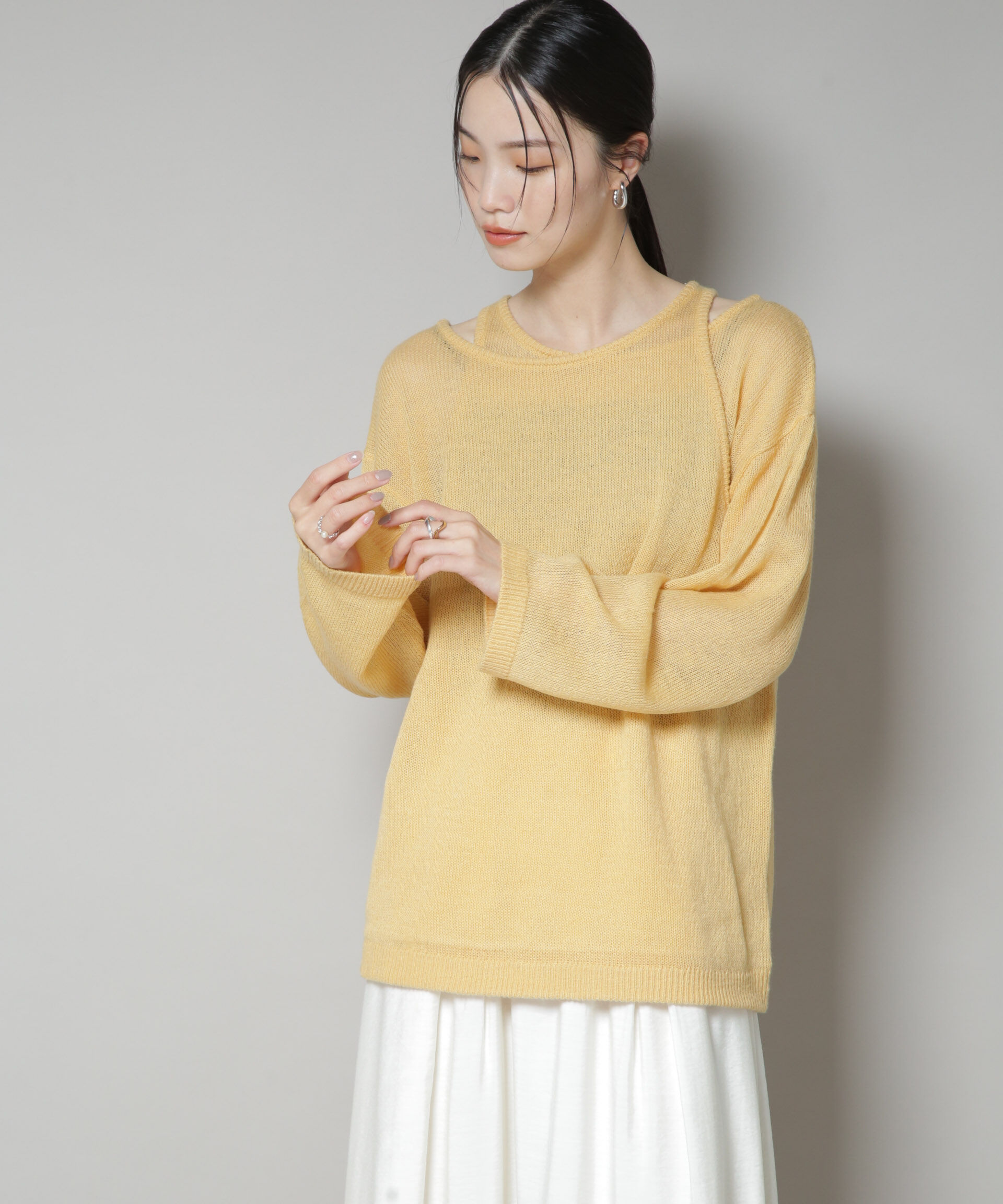 nano･universe「アメスリレイヤードデザインニット」|ニット・セーター|