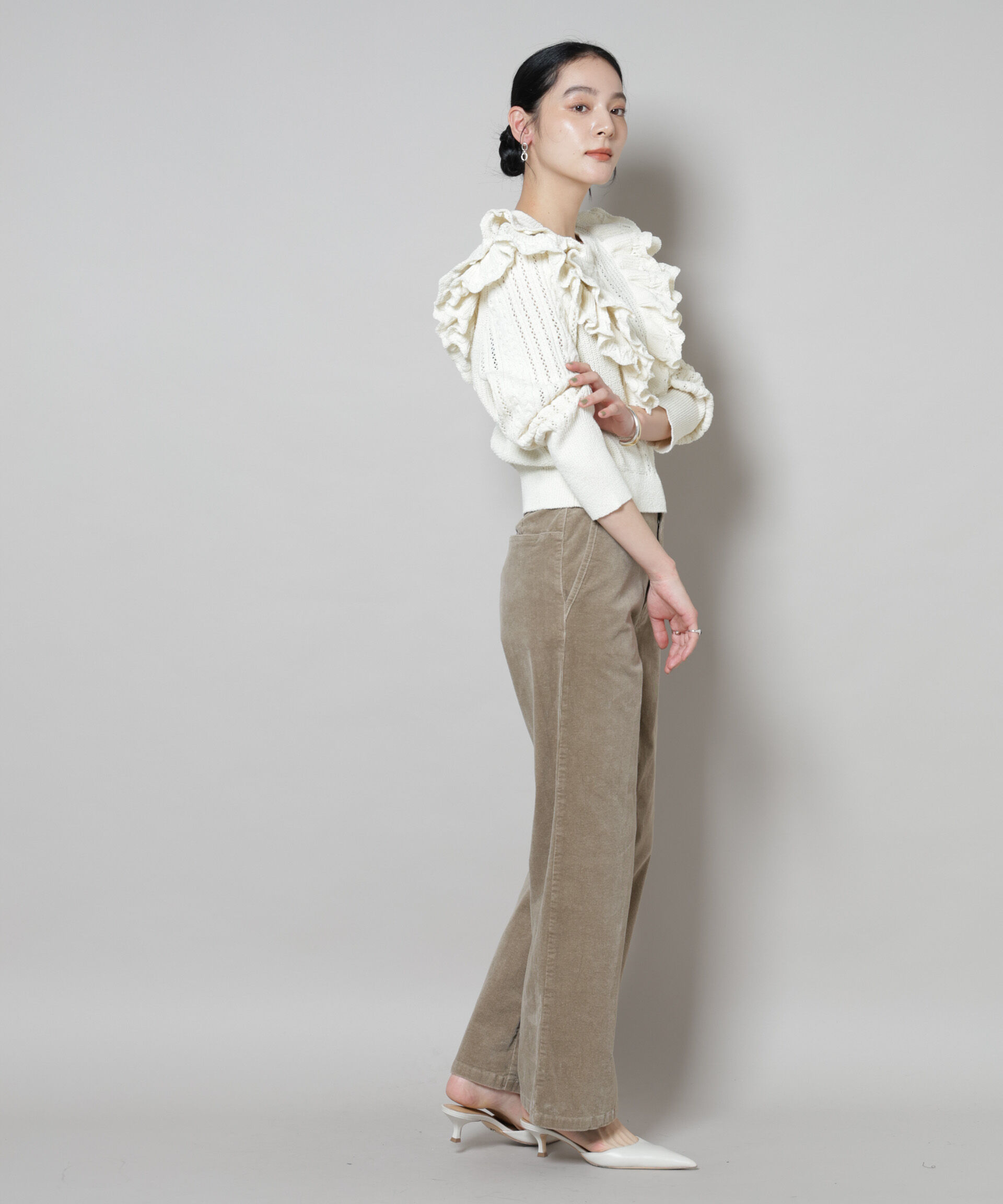 nano･universe「コーデュロイワイドパンツ」|チノ|