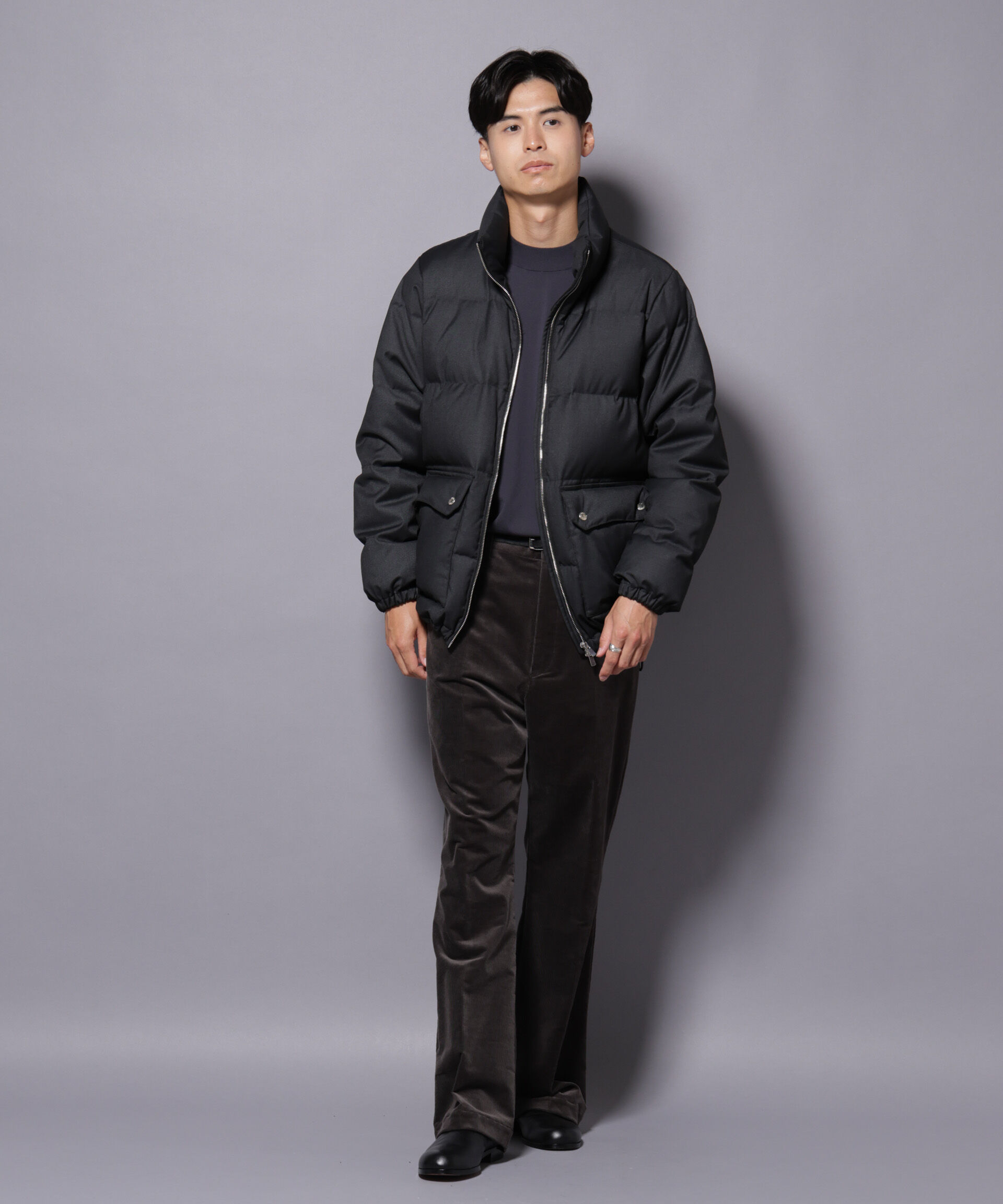 nano･universe「DELEGANTE エアリーサキソニー／グレンチェックTAIONダウンジャケット」|ダウン|